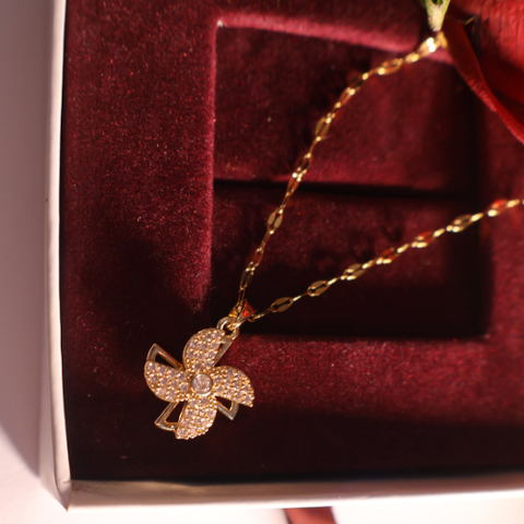 Rotatable Windmill Timeless Floral Pendant Necklace