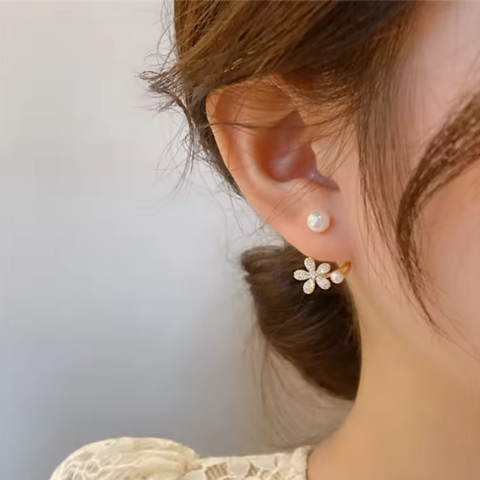 Pearl Bloom Cuff Earrings