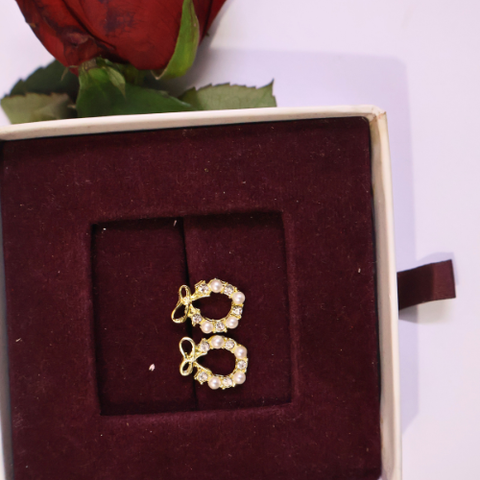 Pearl Bow Halo Stud Earrings for Women