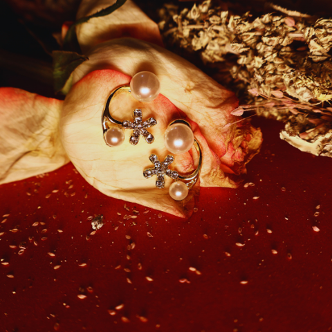 Pearl Bloom Cuff Earrings