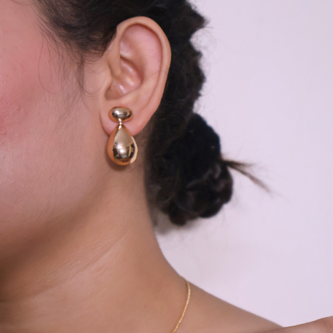 Noor Teardrop Gold Statement Earrings