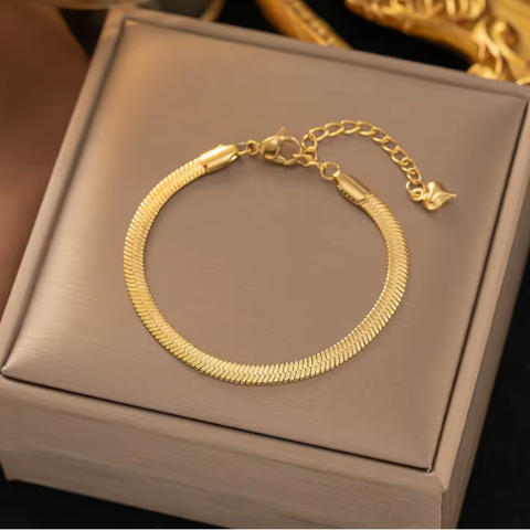Gold Herringbone Bracelet for Women