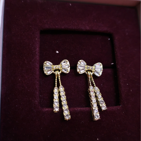 Elegant Bowknot Crystal Drop Earrings for Women