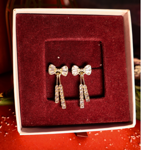 Elegant Bowknot Crystal Drop Earrings for Women