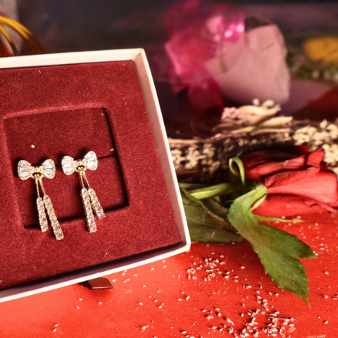 Elegant Bowknot Crystal Drop Earrings for Women