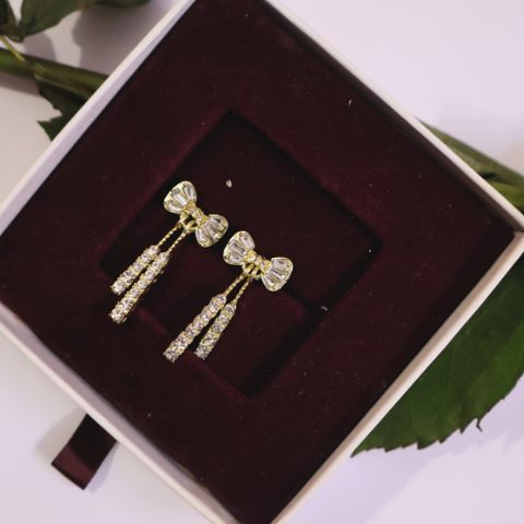 Elegant Bowknot Crystal Drop Earrings for Women