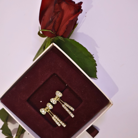 Elegant Bowknot Crystal Drop Earrings for Women