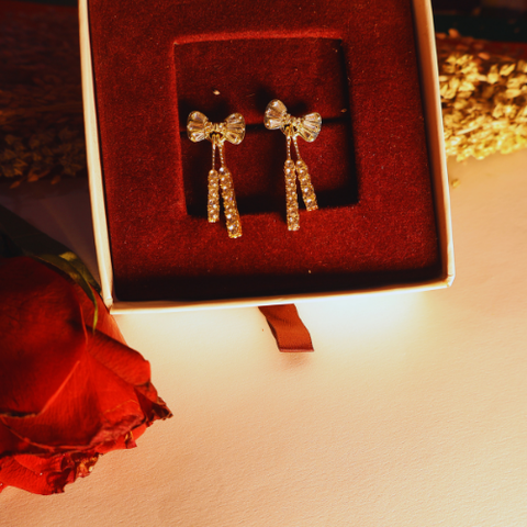 Elegant Bowknot Crystal Drop Earrings for Women