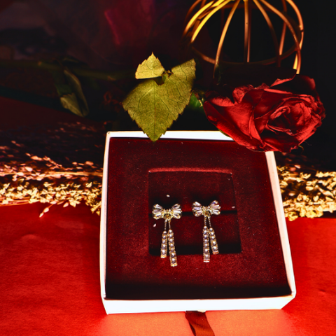 Elegant Bowknot Crystal Drop Earrings for Women