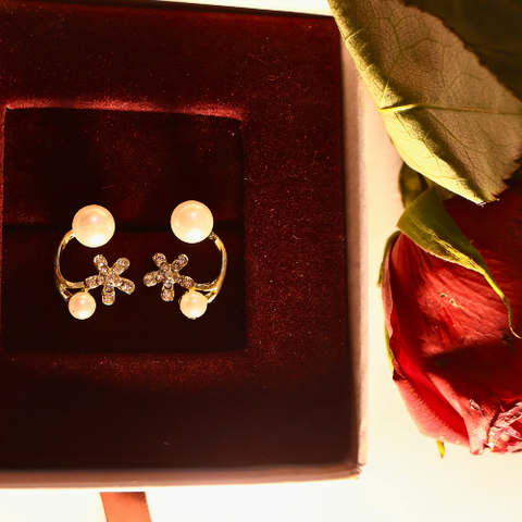 Pearl Bloom Cuff Earrings