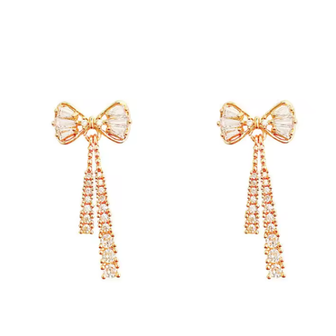 Elegant Bowknot Crystal Drop Earrings for Women