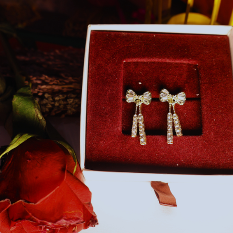 Elegant Bowknot Crystal Drop Earrings for Women