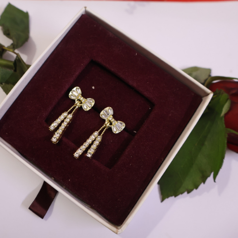 Elegant Bowknot Crystal Drop Earrings for Women
