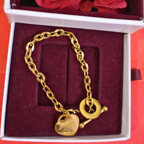 Amoura Heart Lock Chain Bracelet