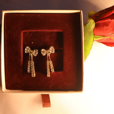 Elegant Bowknot Crystal Drop Earrings for Women