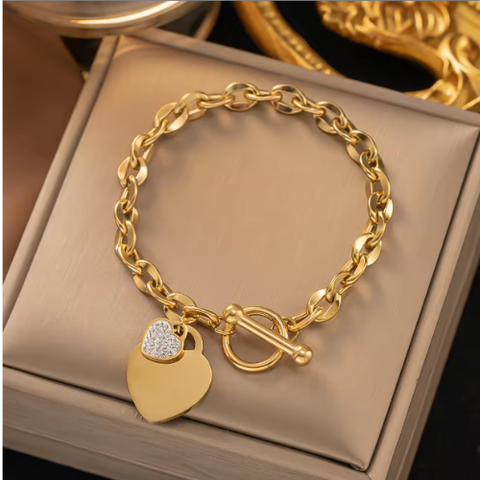 Amoura Heart Lock Chain Bracelet