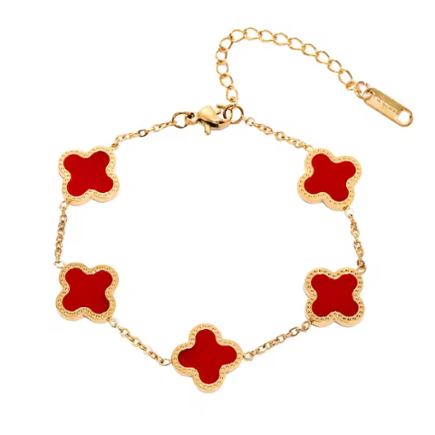 Scarlet Clover Charm Bracelet for Women