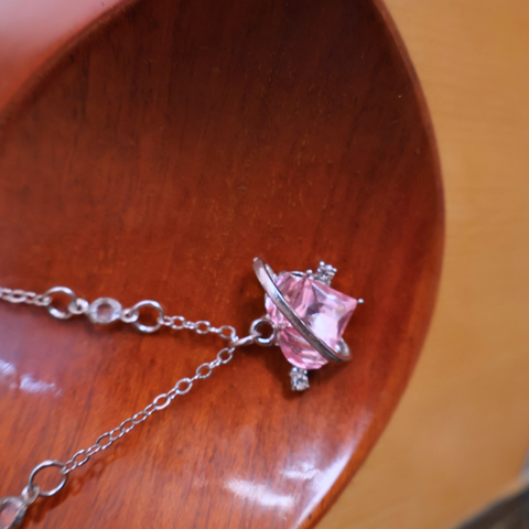 Eternal Orbit Heart Necklace Set – Pink Crystal Valentine Jewellery