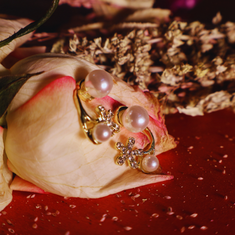 Pearl Bloom Cuff Earrings