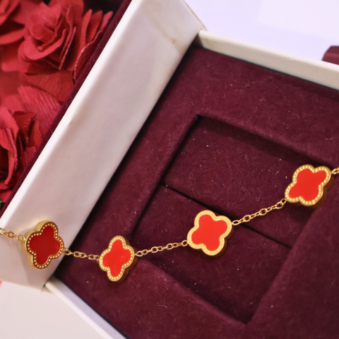 Scarlet Clover Charm Bracelet for Women
