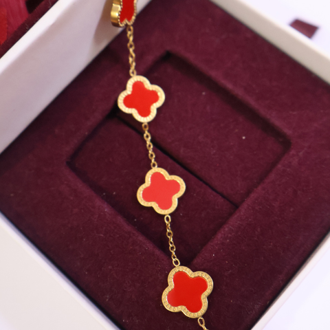Scarlet Clover Charm Bracelet for Women