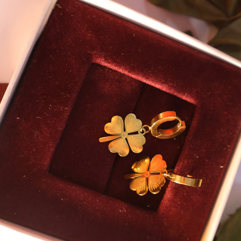 Four Leaf Clover Gold Earrings for Women