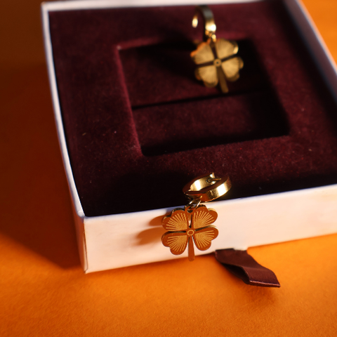Four Leaf Clover Gold Earrings for Women