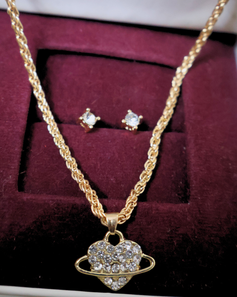 Valentine Special Celestial Heart Gold Jewelry Set
