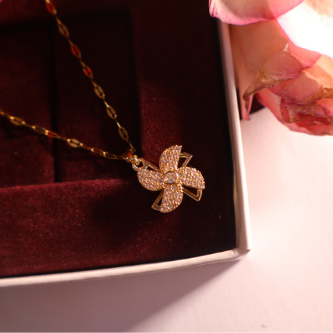 Rotatable Windmill Timeless Floral Pendant Necklace