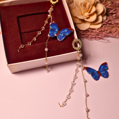 Butterfly Pearl Dangle Earrings