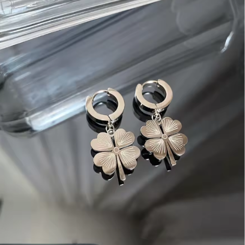 Four Leaf Clover Gold Earrings for Women
