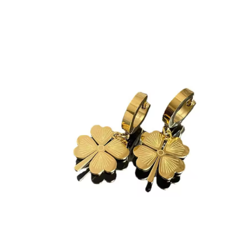 Four Leaf Clover Gold Earrings for Women