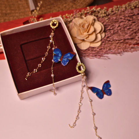 Butterfly Pearl Dangle Earrings