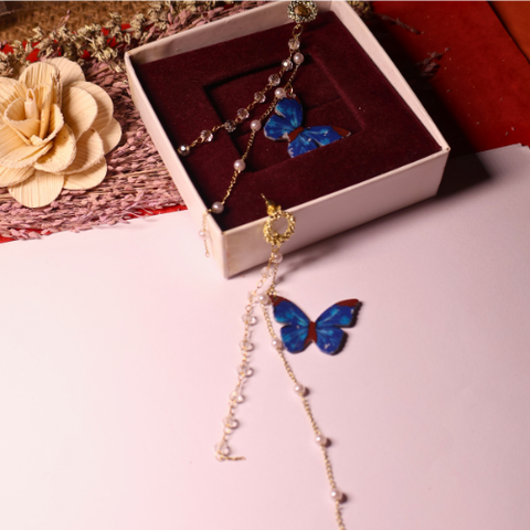 Butterfly Pearl Dangle Earrings