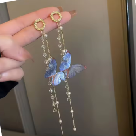 Butterfly Pearl Dangle Earrings