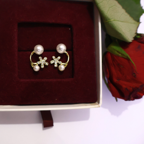 Pearl Bloom Cuff Earrings