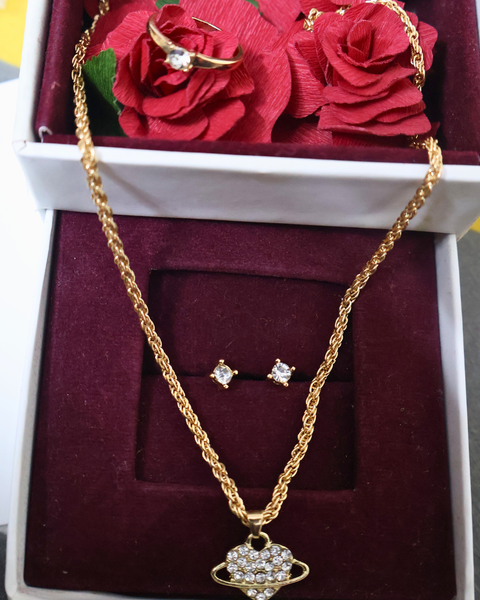 Valentine Special Celestial Heart Gold Jewelry Set