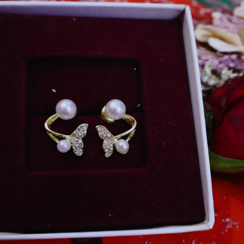 Pearl Butterfly Ear Cuff Earrings