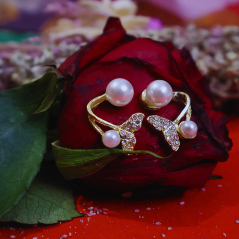 Pearl Butterfly Ear Cuff Earrings