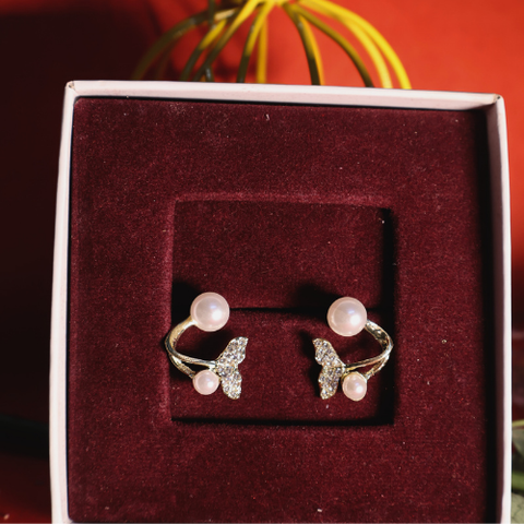 Pearl Butterfly Ear Cuff Earrings