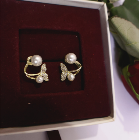 Pearl Butterfly Ear Cuff Earrings