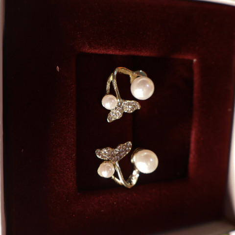 Pearl Butterfly Ear Cuff Earrings