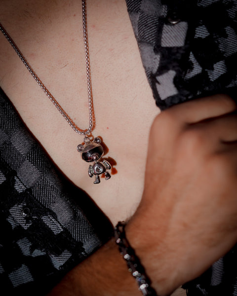Astronaut Bear Pendant Necklace for Men | Stainless Steel PVD-Plated Chain