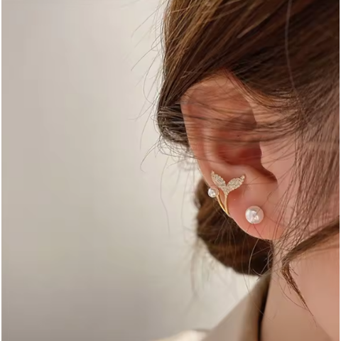 Pearl Butterfly Ear Cuff Earrings