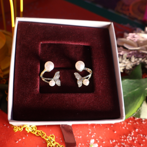 Pearl Butterfly Ear Cuff Earrings