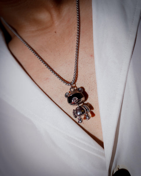 Astronaut Bear Pendant Necklace for Men | Stainless Steel PVD-Plated Chain