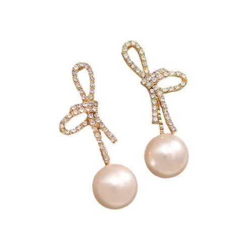 Promise Bow Pearl Drop Earrings