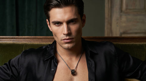 Men's Black Ring Pendant Necklace | Stainless Steel Chain
