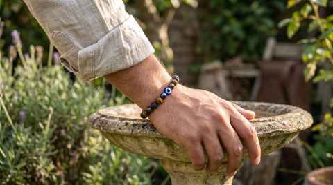 Evil Eye Tiger Eye Bracelet for Men | Natural Stone Beaded Bracelet | Protection Bracelet