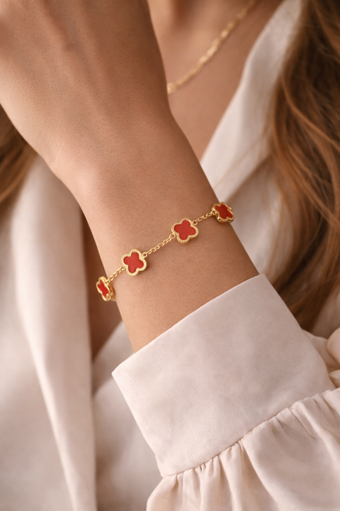 Scarlet Clover Charm Bracelet for Women